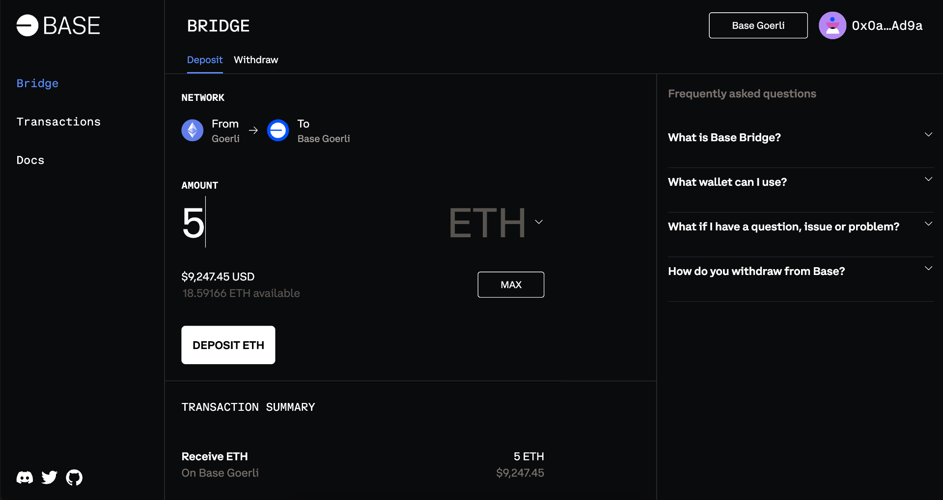 ponte testnet básica