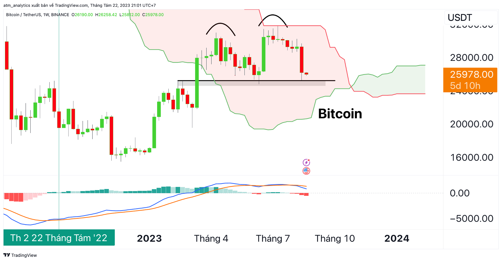 chart btc usdt khung tuần