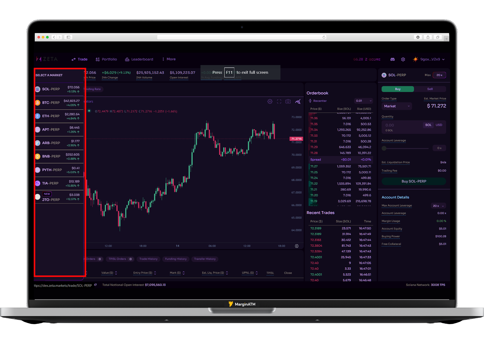 chọn tài sản bạn muốn trade