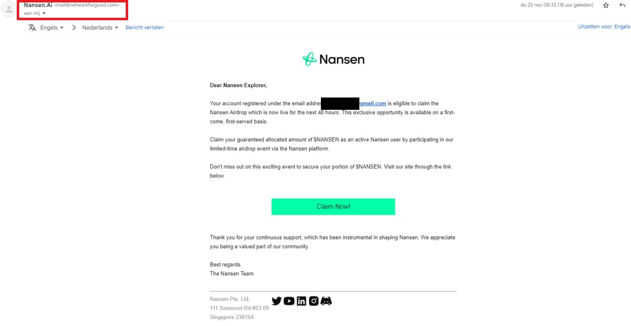 email giả mạo nansen