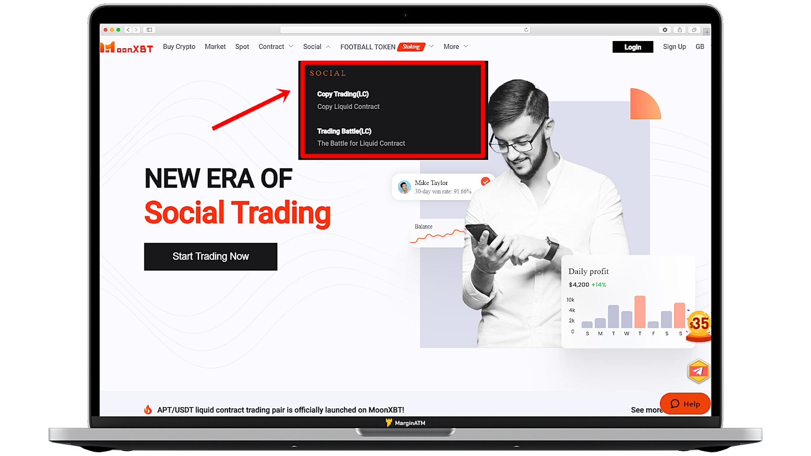 social trading trên moonxbt