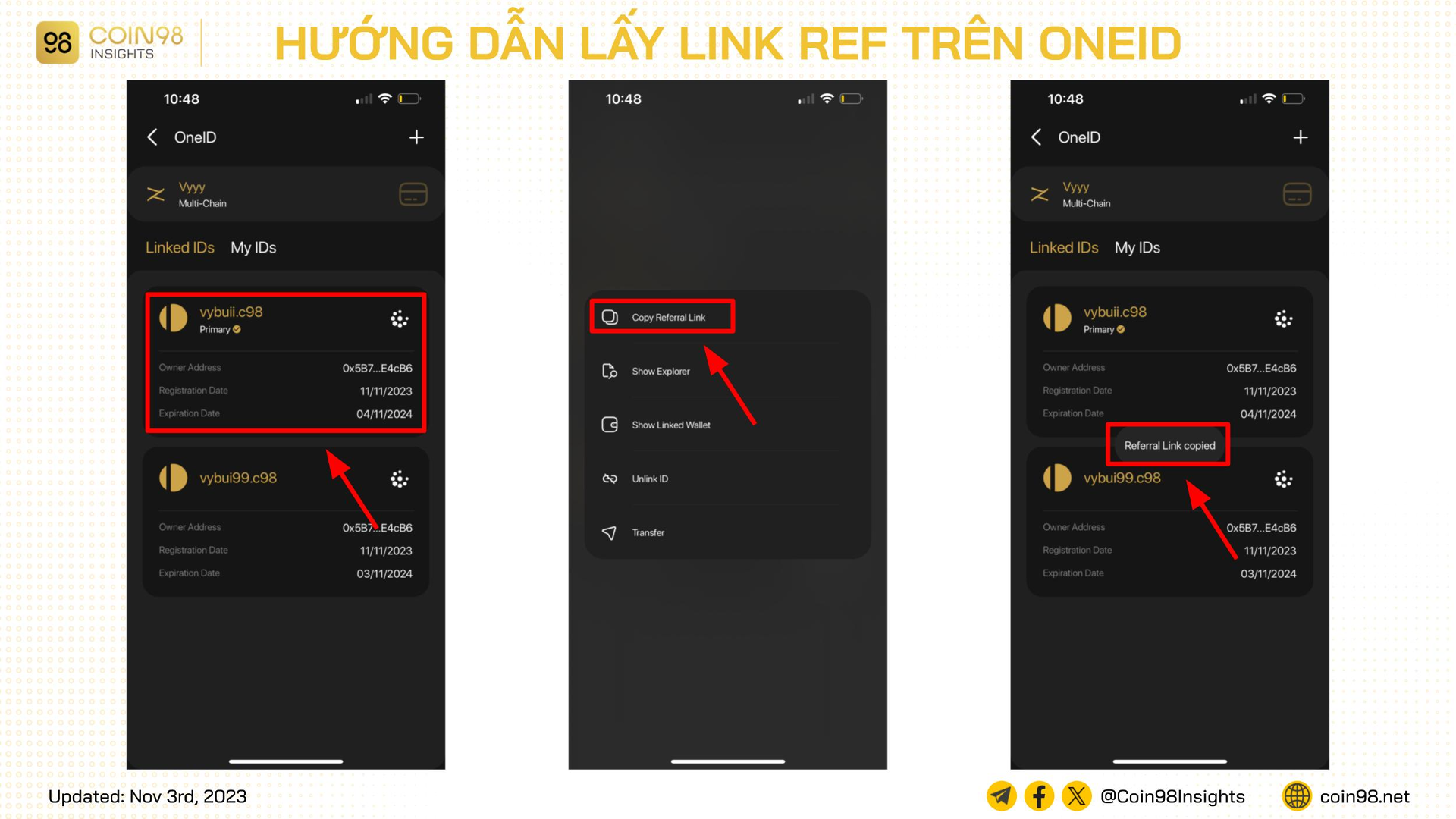 lấy link ref oneid mobile 1