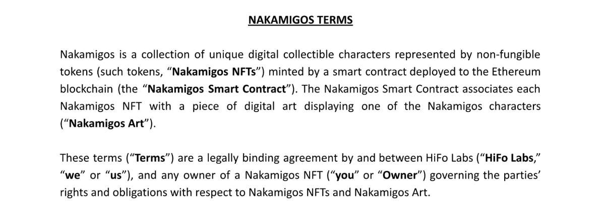 Bản quyền của Nakamigos tương tự CryptoPunks của Yuga Labs.