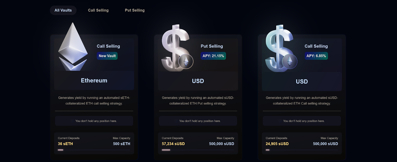 giao diện earn vaults