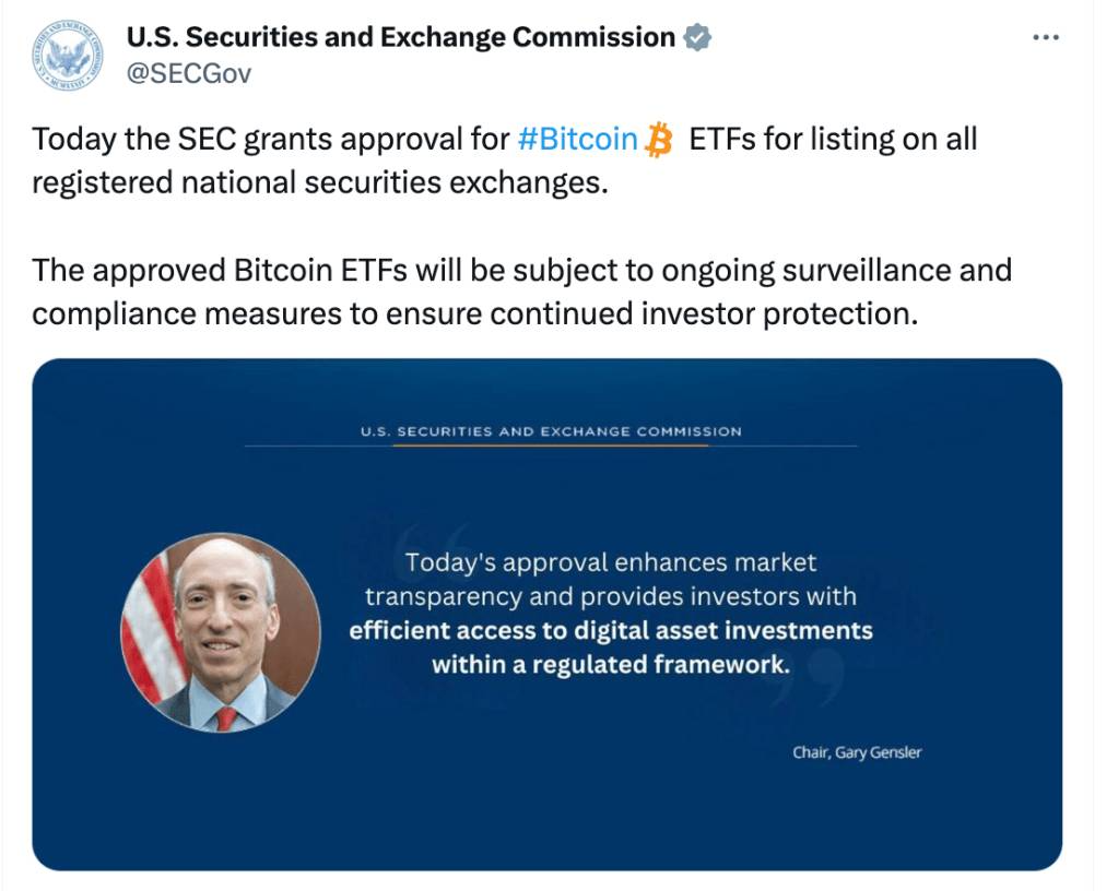 bài đăng phê duyệt etf bitcoin spot giả mạo trên tài khoản x của sec