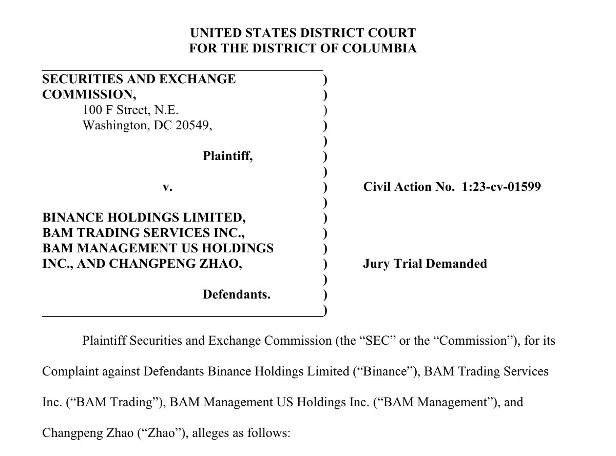 sec kiện binance