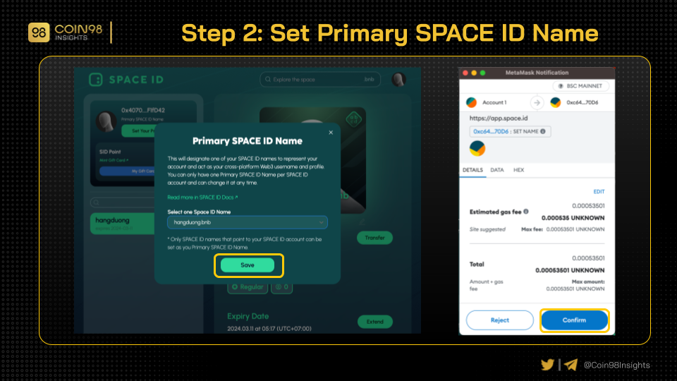 spaceid set primary name