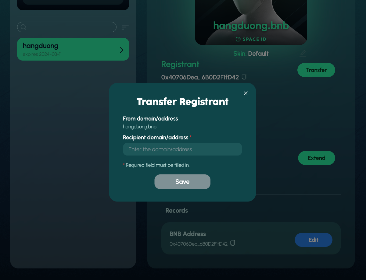 spaceid transfer registrant