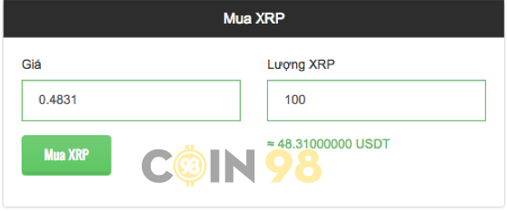 mua xrp bằng usdt