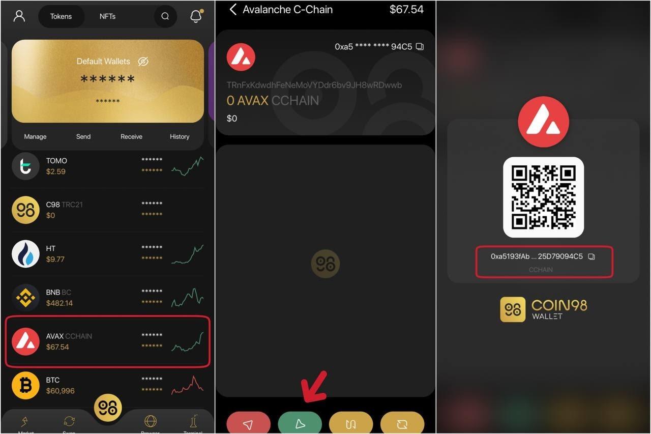 Lưu trữ AVAX trên Coin98 Wallet