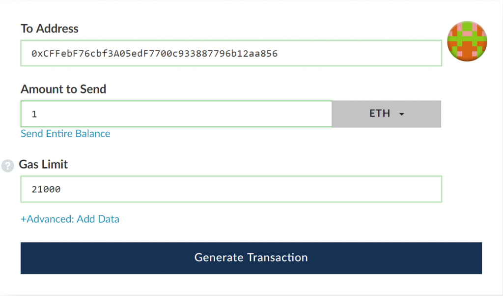 chuyển eth vào ví blockchain