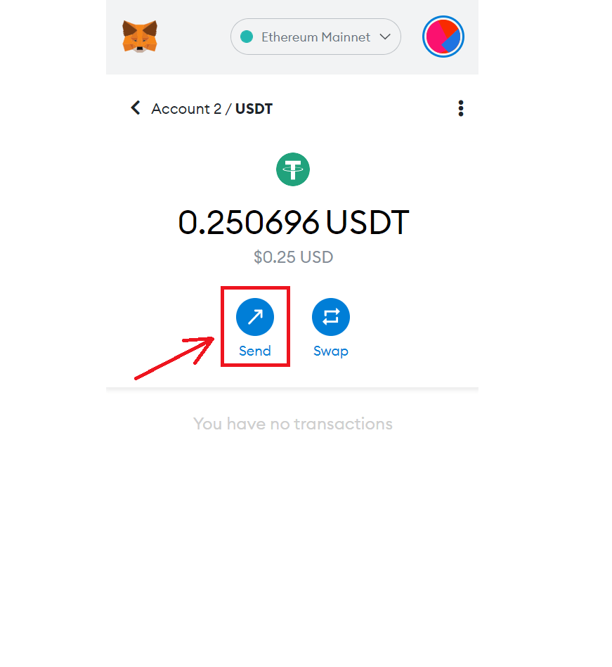 chuyển coin từ ví metamask lên sàn