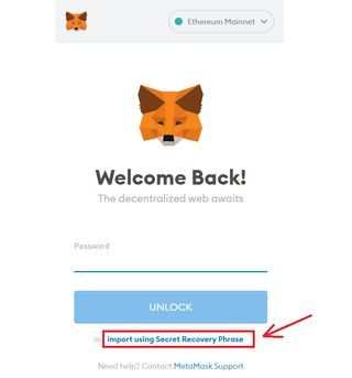 khôi phục ví metamask