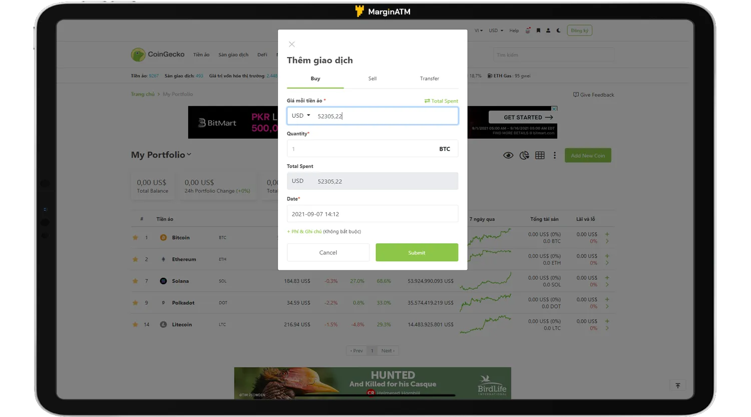 my portfolio coingecko