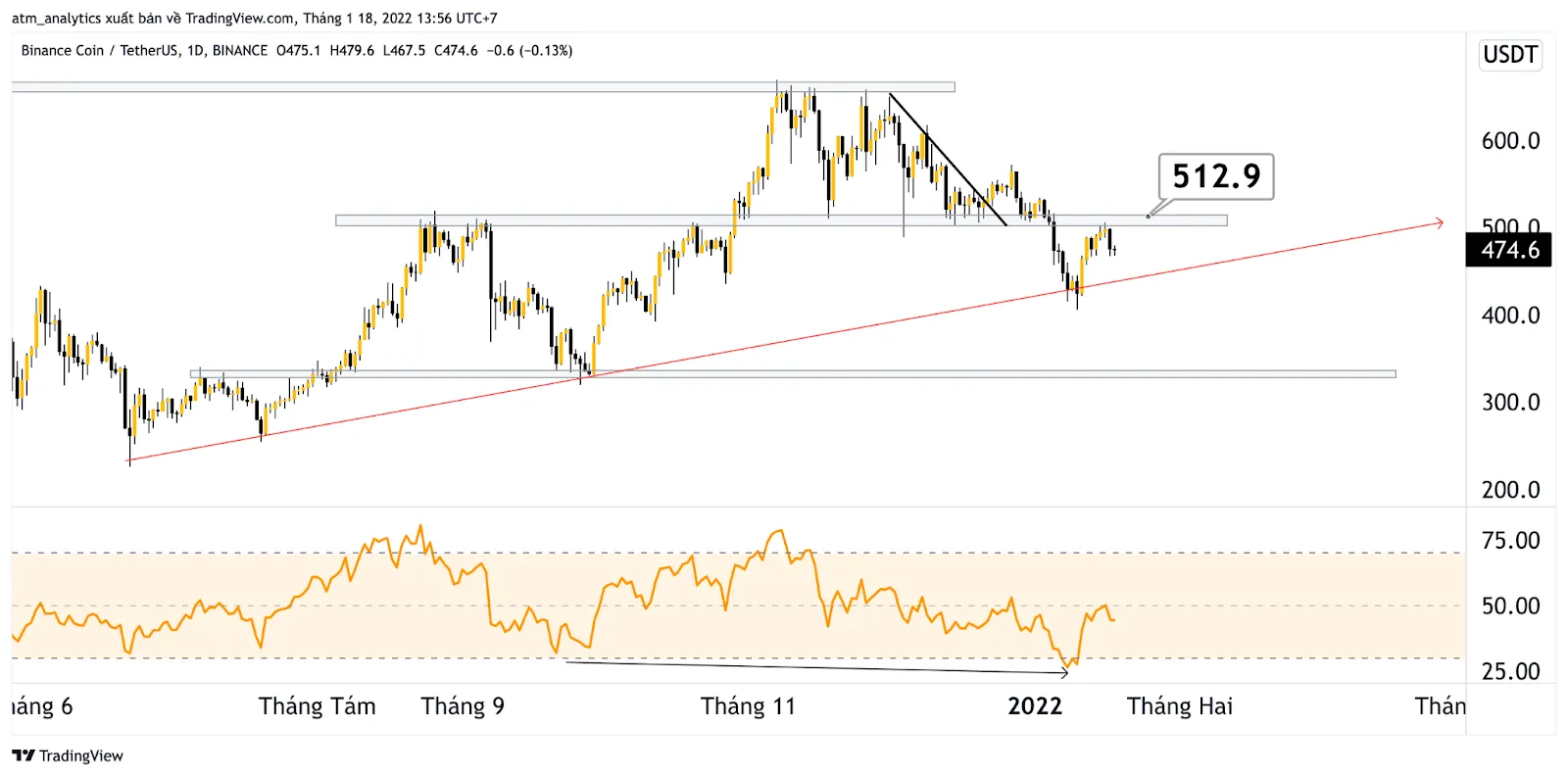 chart bnb usdt khung d