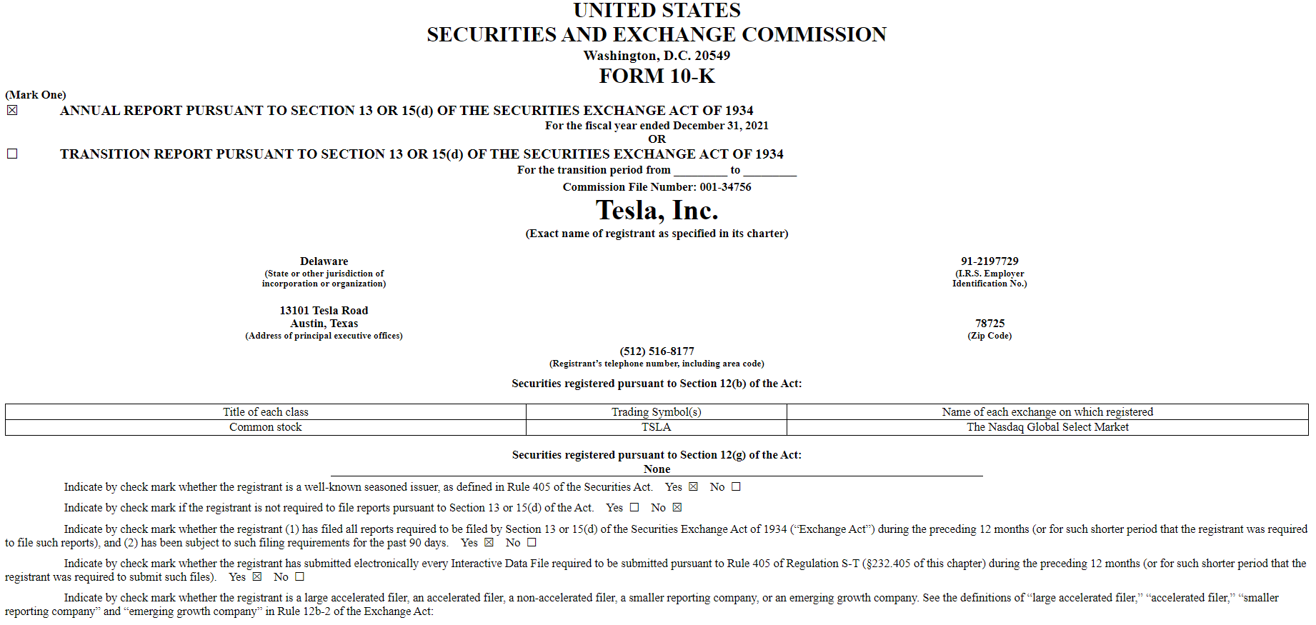 hồ sơ nộp sec của tesla