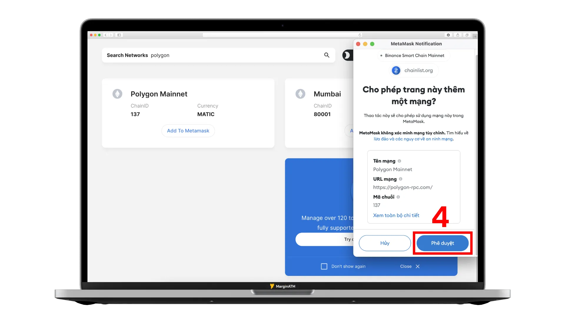 thêm mạng polygon vào ví metamask