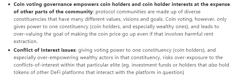 khuyết điểm của coin voting governance