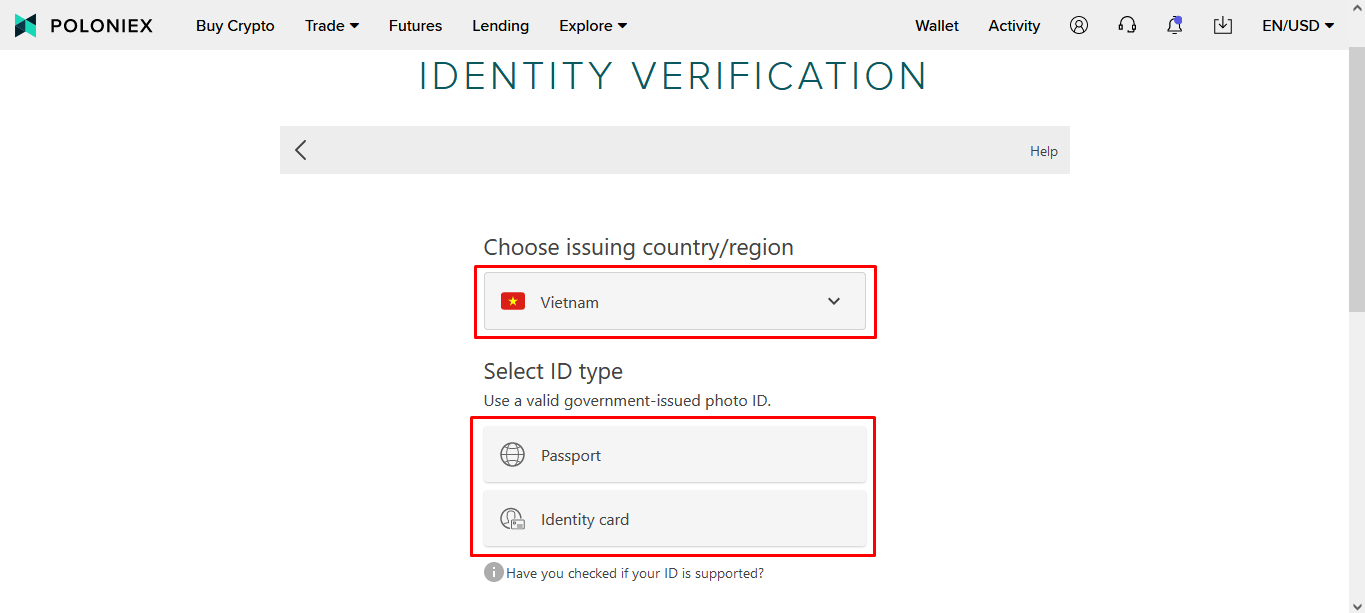 Poloniex identity verification