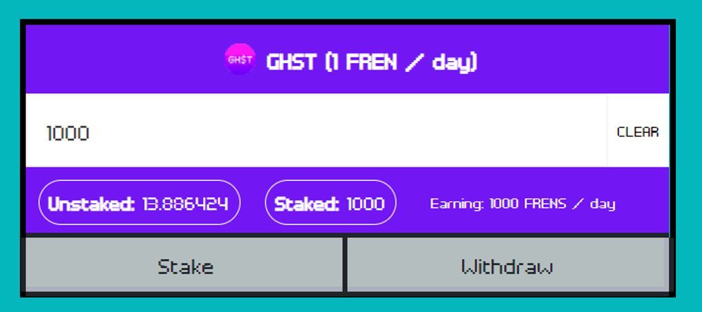 Staked 1000 token GHST